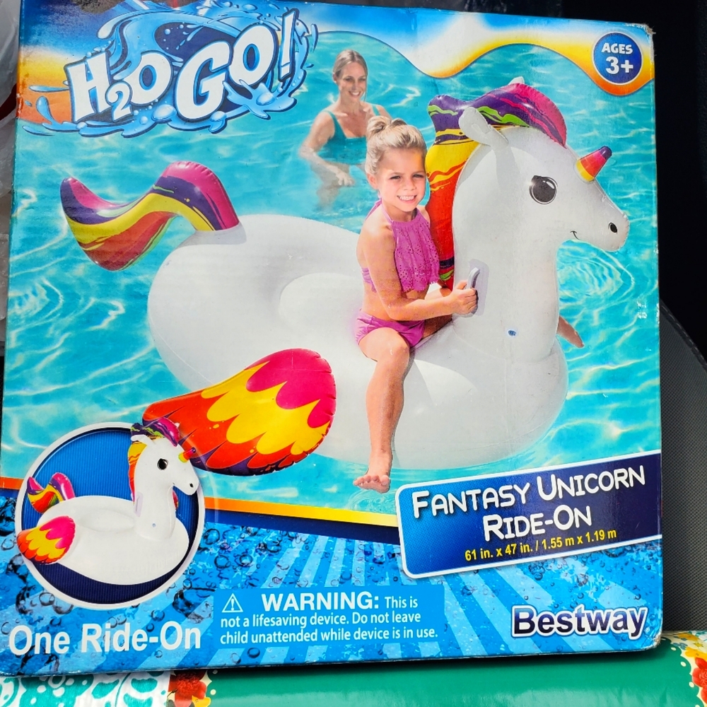 Fantasy Unicorn Ride-On - White and Rainbow